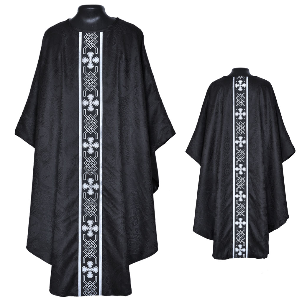 Gothic Chasubles M0A: Black Gothic Vestment & Stole Set