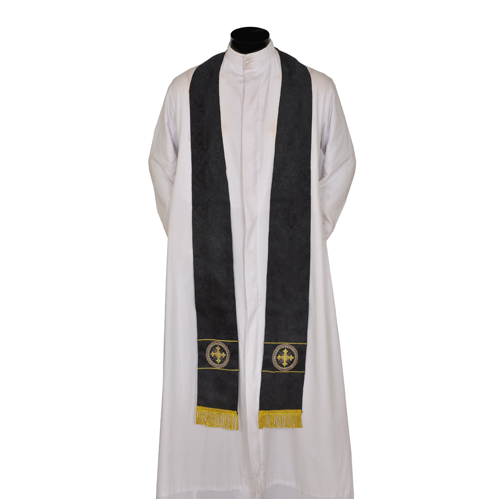 Priest Stoles Black - Priest Stole With Cross Embroidery