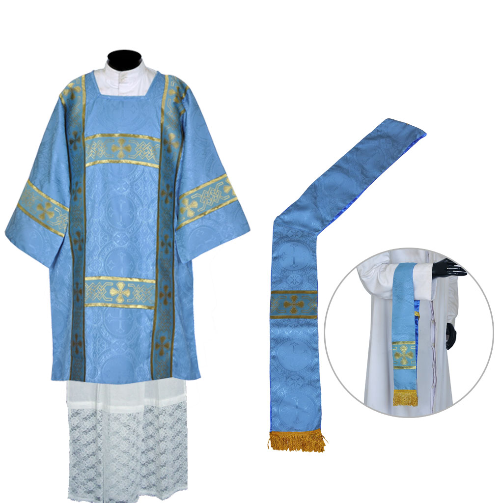 Deacon Dalmatics Marian Blue Dalmatic Vestment & Mass Set