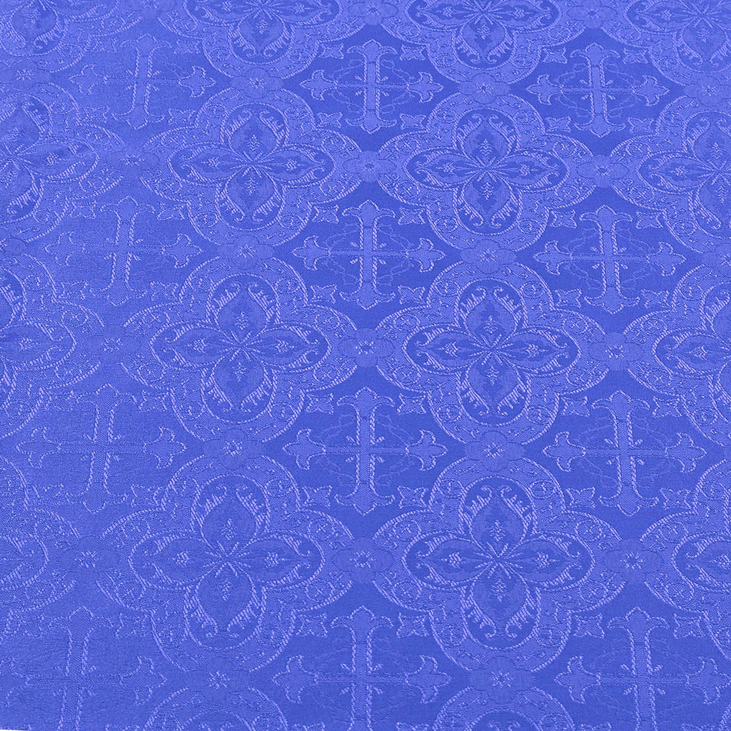 Fabrics Cross Designed Damask Fabric: Dark Blue