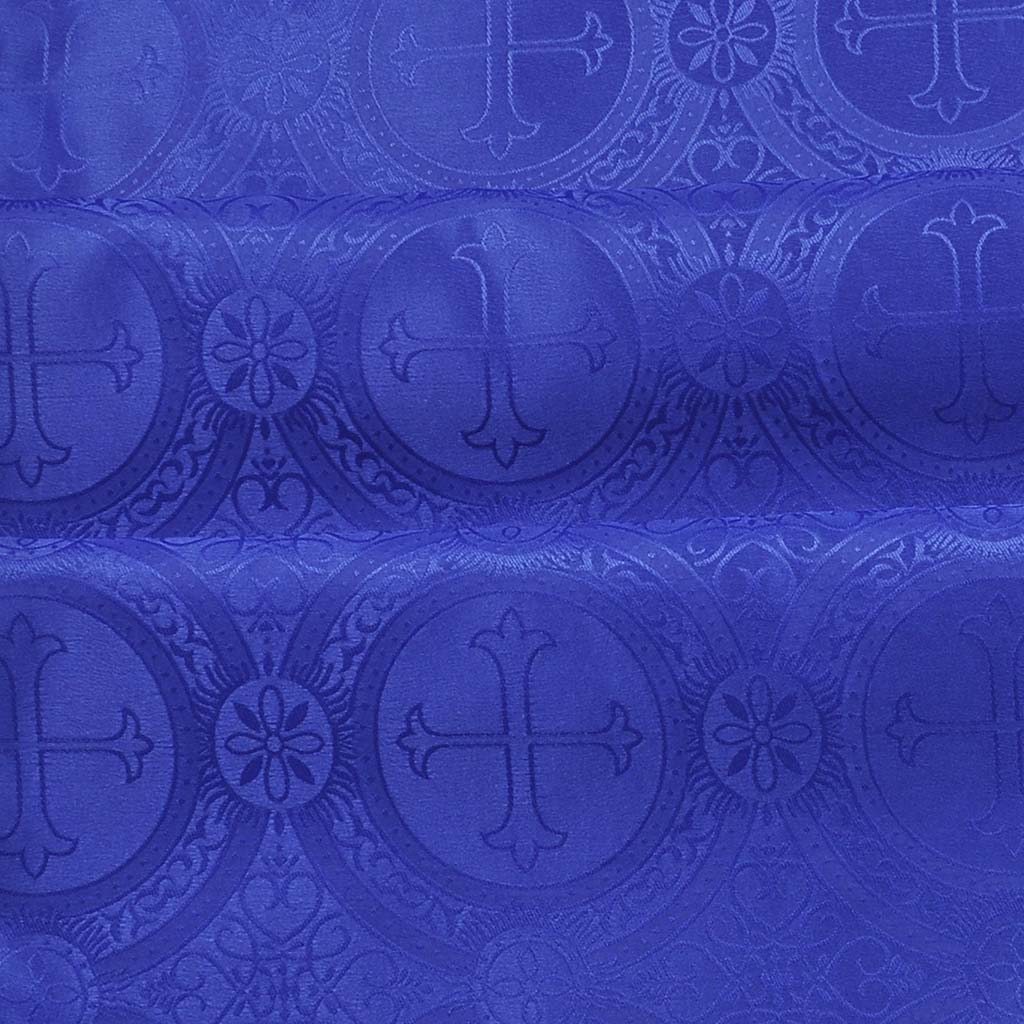 Fabrics Cross Designed Damask Fabric: Dark Blue