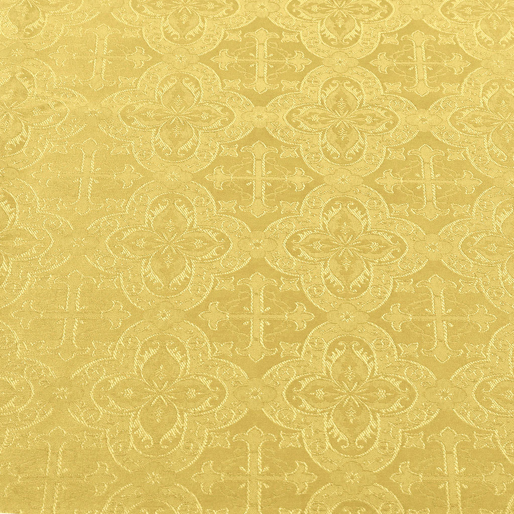 Fabrics Cross Designed Damask Fabric: Yellow Gold