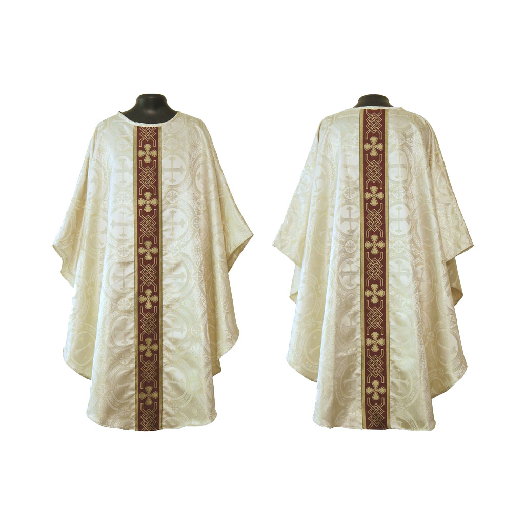 Gothic Chasubles M0A: White Gold Gothic Vestment & Stole Set