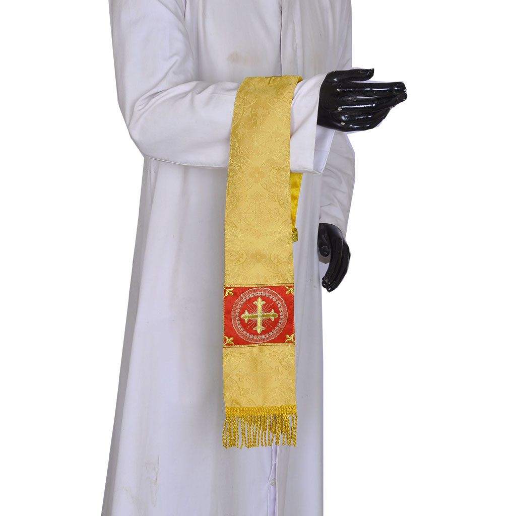 Priest Maniples Yellow Maniple - Cross Embroidered