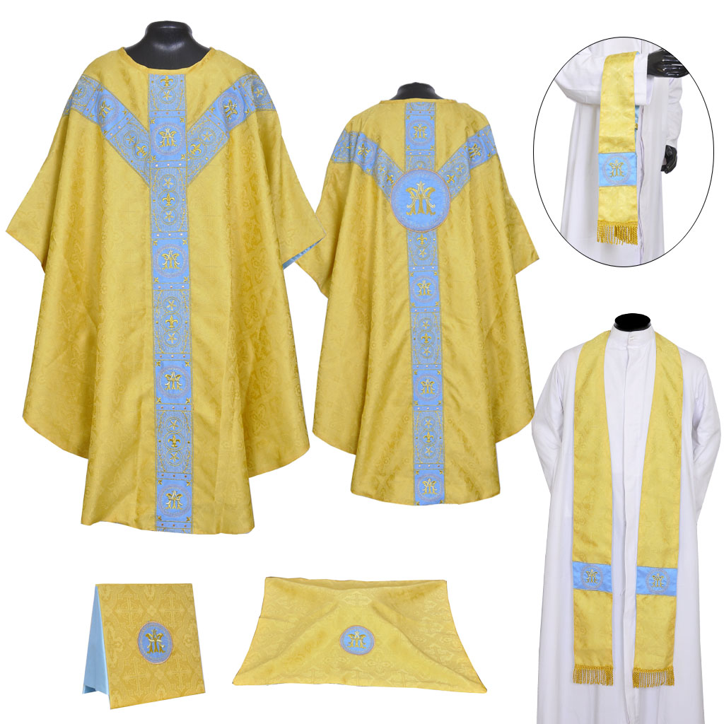 Gothic Chasubles MCX : Yellow Gold Gothic Vestment & Mass Set