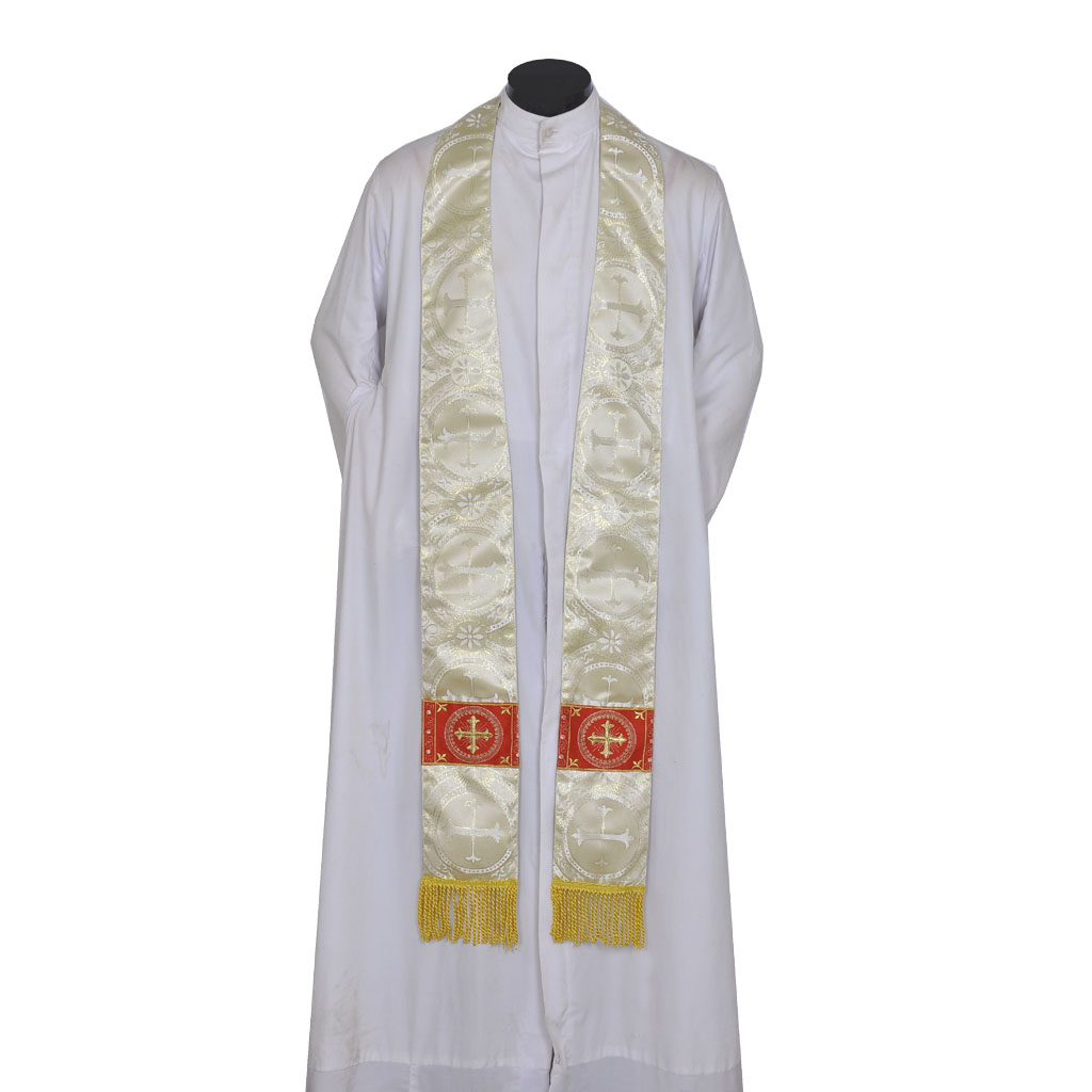 Priest Stoles Metallic Gold - Priest Stole With Cross Embroidery