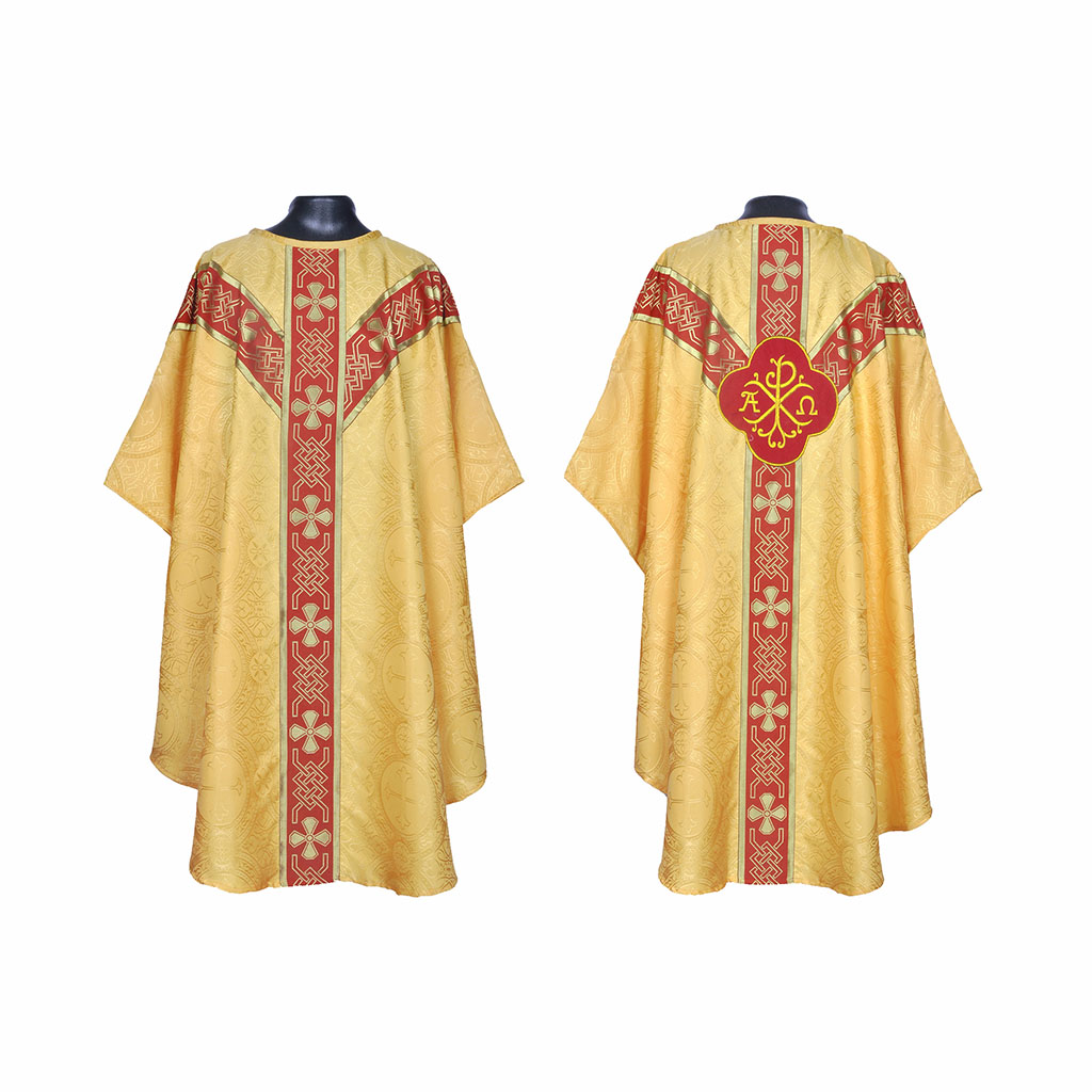 Gothic Chasubles MCP: Yellow Gold Gothic Vestment & Stole Set PAX