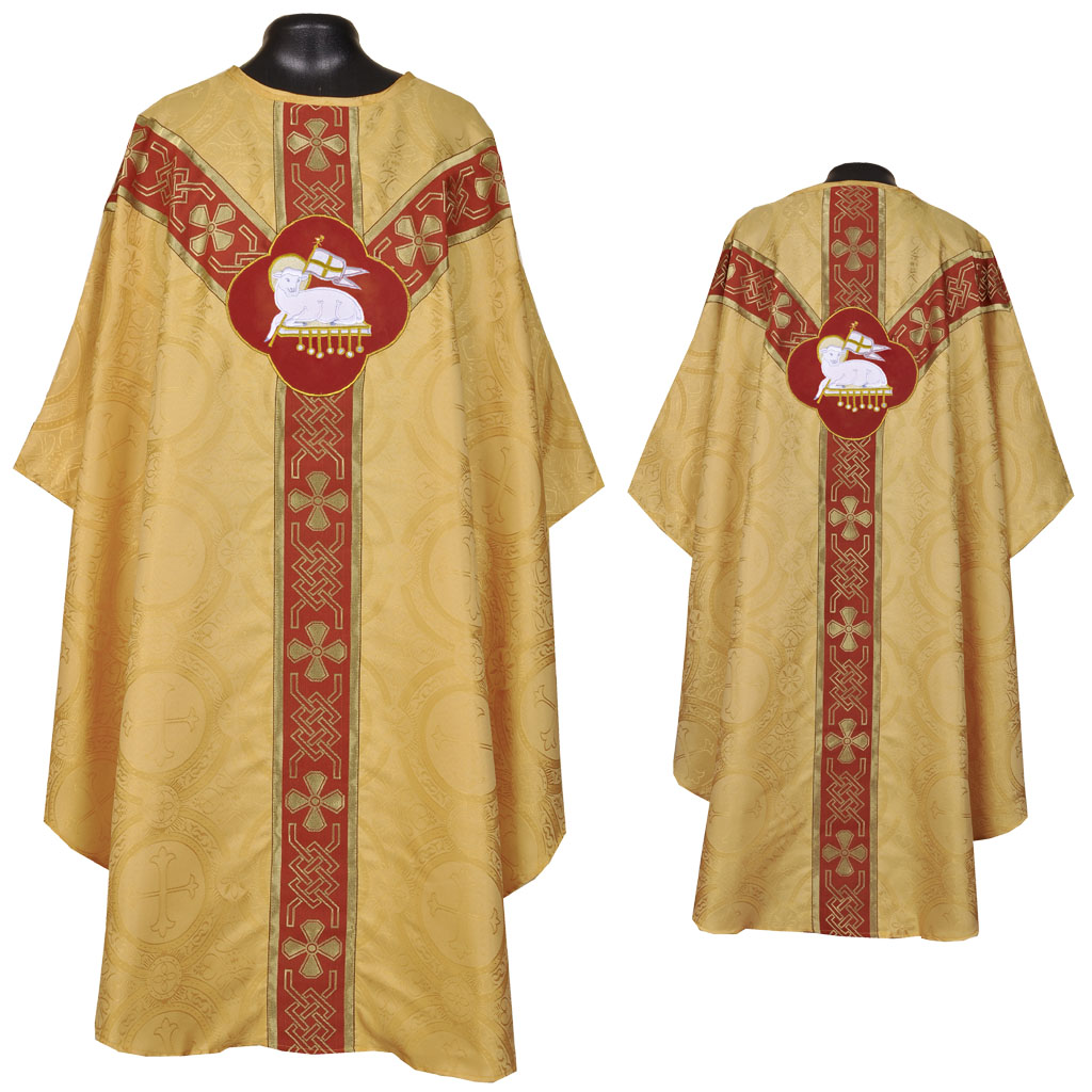 Gothic Chasubles Yellow Gold Gothic Vestment & Mass Set Agnus Dei