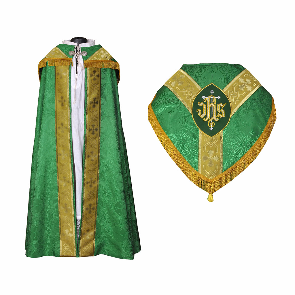 Cope Vestment Green Cope w Yellow Gold Orphreys & Stole IHS