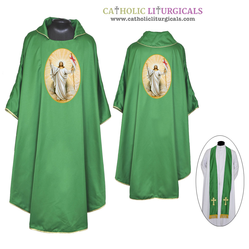 Gothic Chasubles Green Gothic Vestment & Stole Set