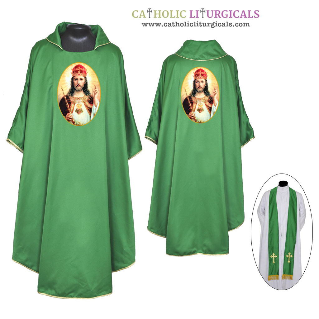 Gothic Chasubles Green Gothic Vestment & Stole Set