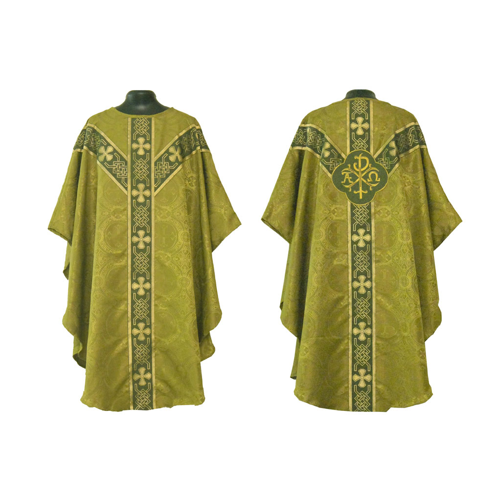 Gothic Chasubles MCP: Olive Green Gothic Vestment & Stole Set PAX