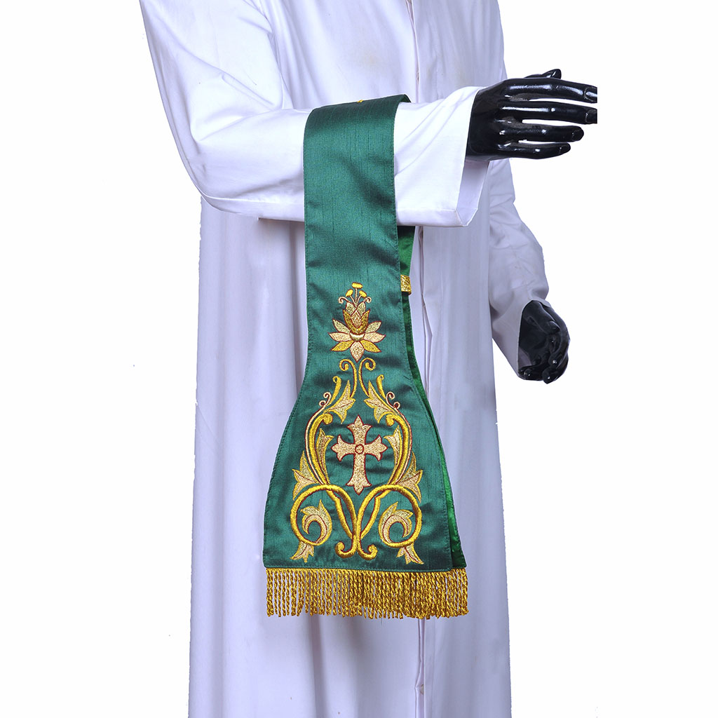Lenten Offers Fully Embroidered Green - Maniple SILK