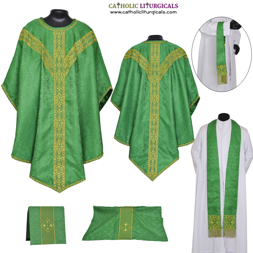 Pugin Style Chasubles Green Pugin Style Gothic Vestment & Low Mass Set