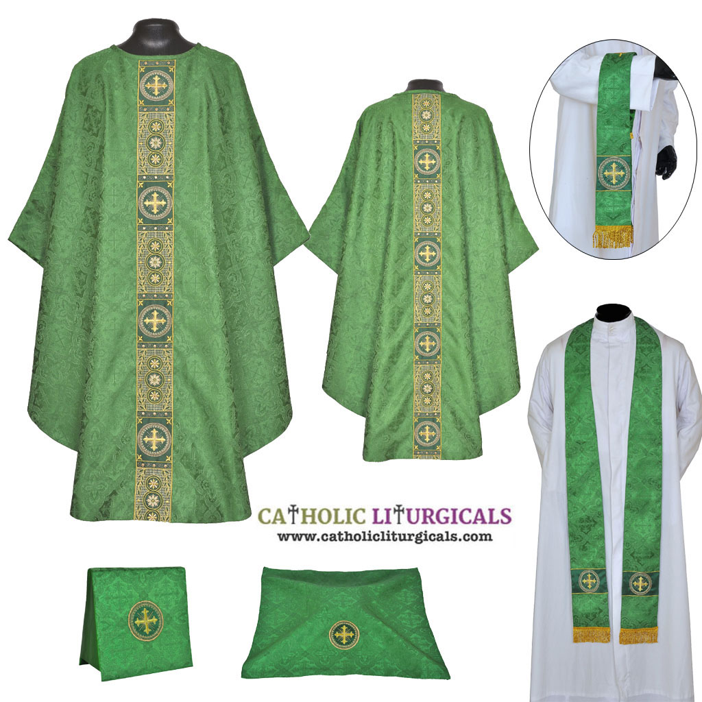 Gothic Chasubles M0A : Green Gothic Vestment & Mass Set
