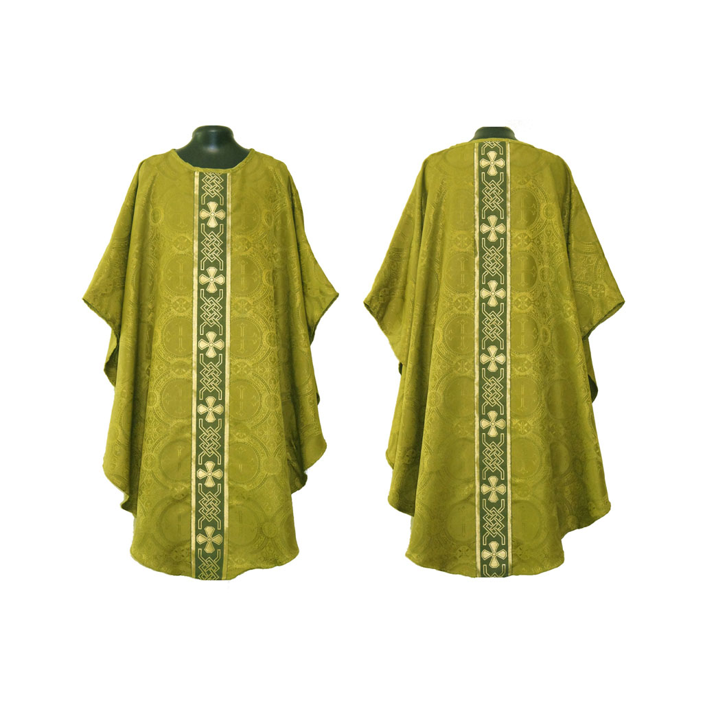 Gothic Chasubles M0A: Olive Green Gothic Vestment & Stole Set