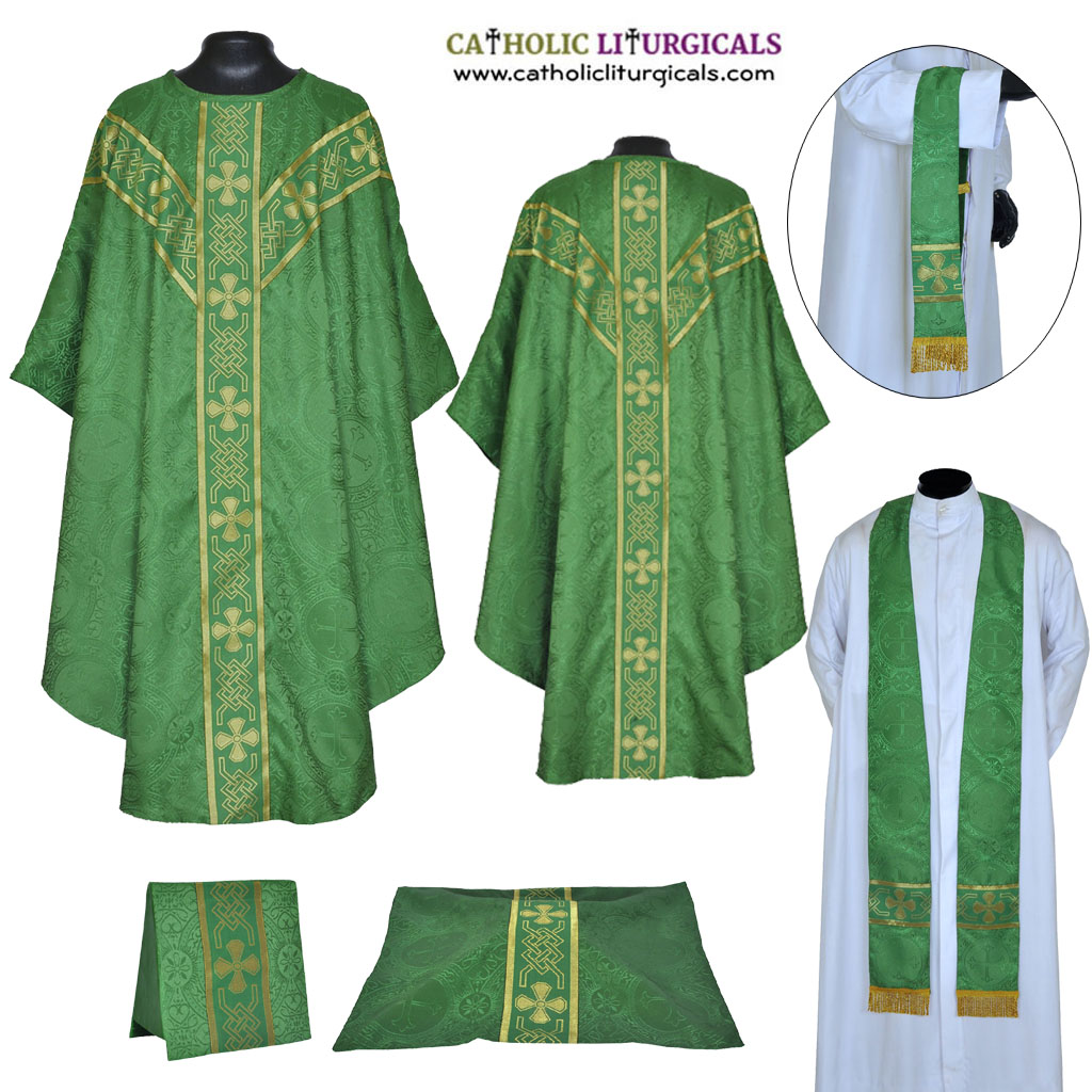 Gothic Chasubles MCC: Green Gothic Vestment & Mass Set