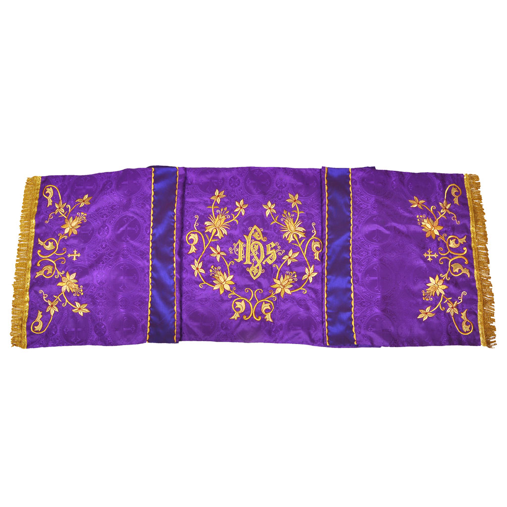 Humeral Veil Purple Humeral Veil Full Embroidery - IHS
