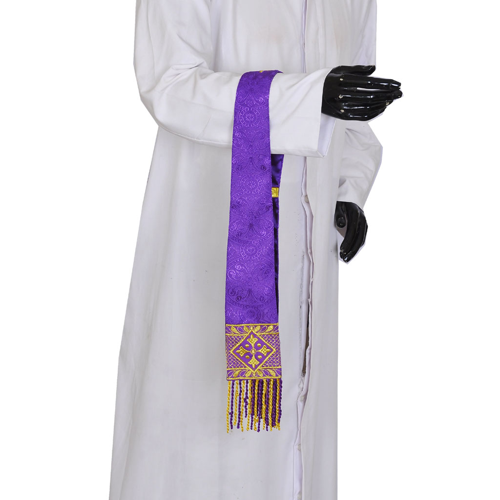 Priest Maniples Purple Maniple - Cross Embroidered