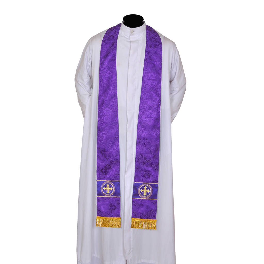 Priest Stoles Purple - Priest Stole With Cross Embroidery