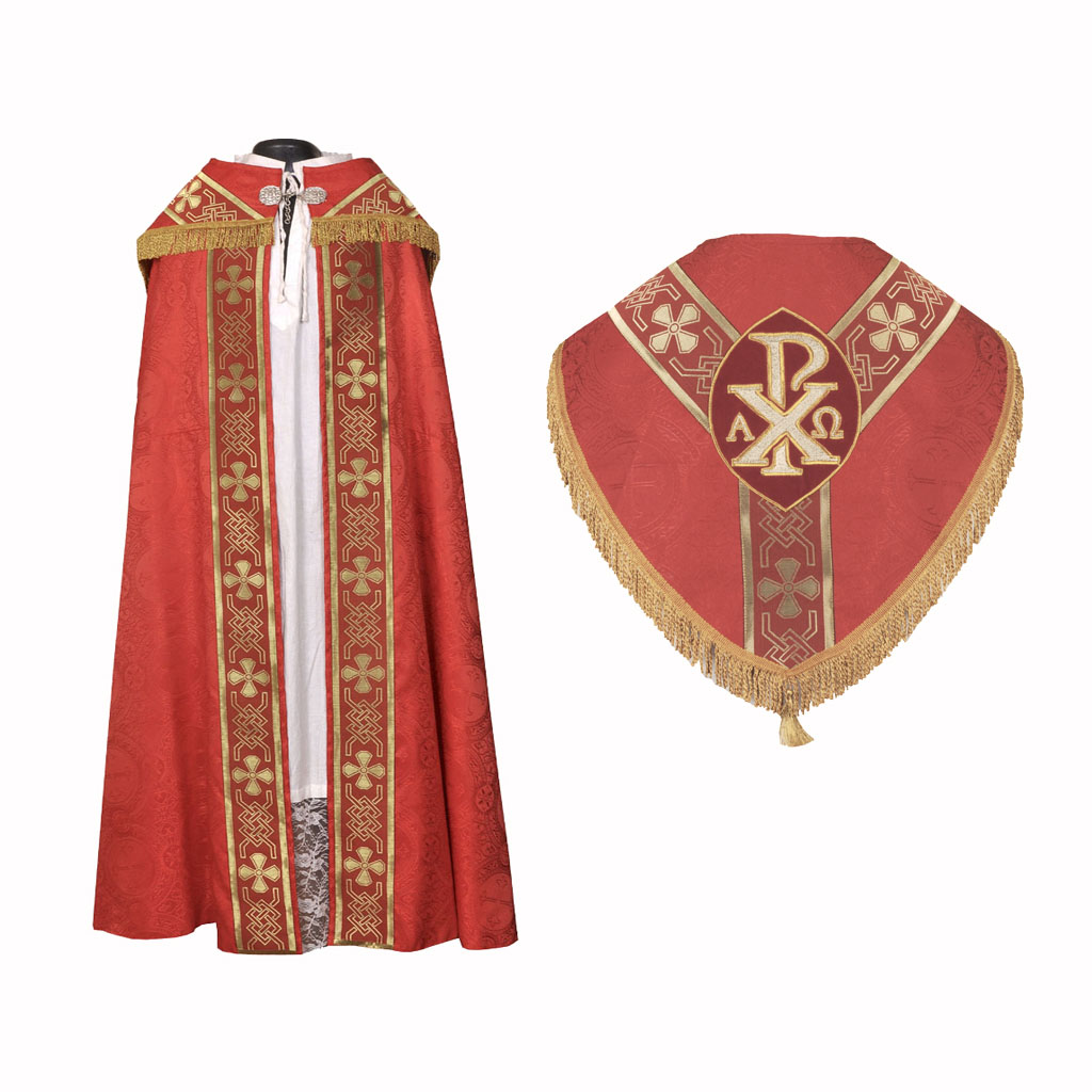Cope Vestment Red Cope & Stole Set Chi Rho