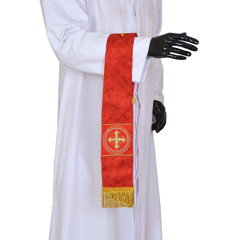 Priest Maniples Red Maniple - Cross Embroidered