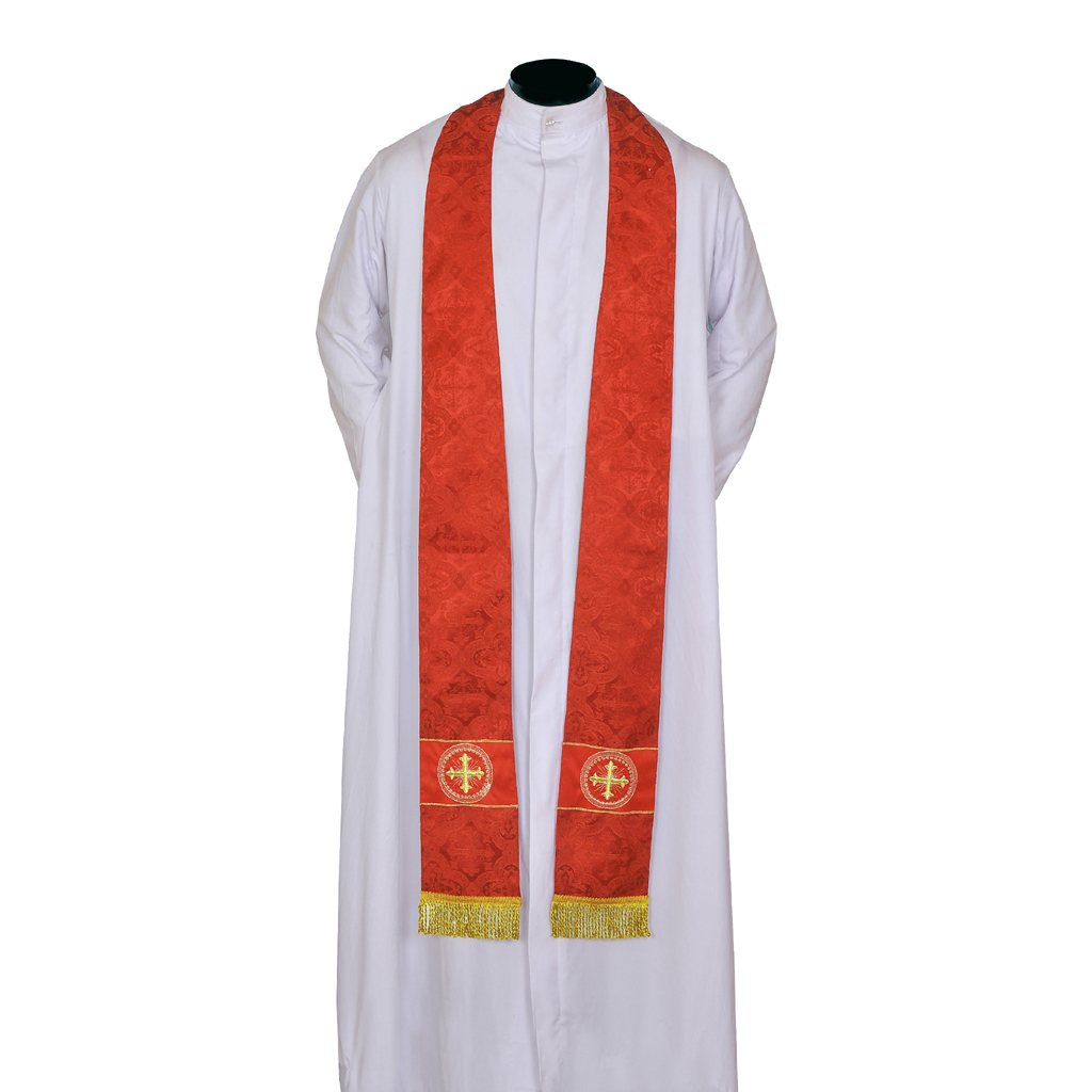 Priest Stoles Red - Priest Stole With Cross Embroidery