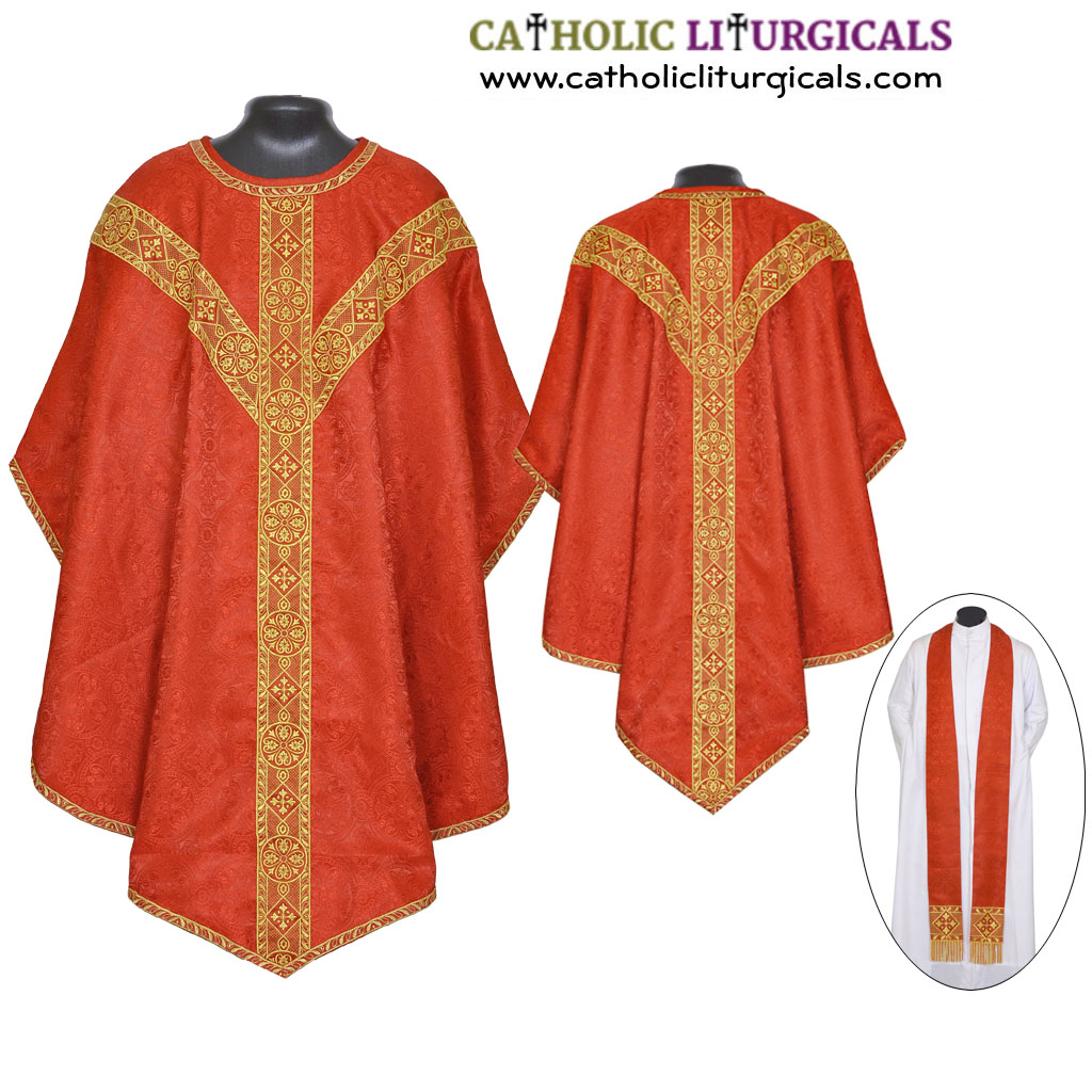 Pugin Style Chasubles Red Pugin Style Gothic Vestment & Stole