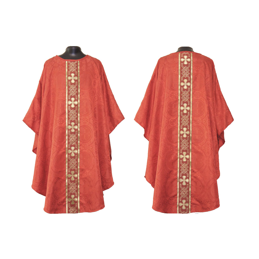 Gothic Chasubles M0A: Red Gothic Vestment & Mass Set
