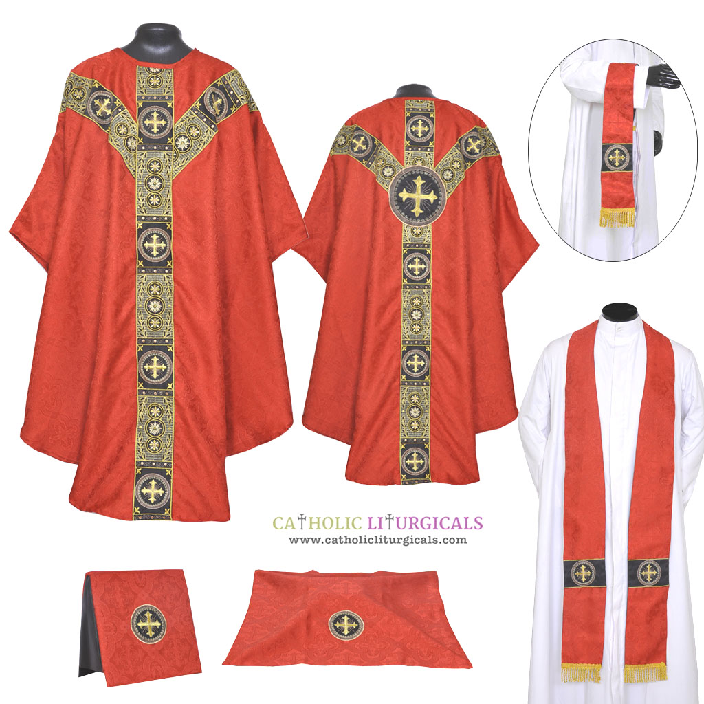 Gothic Chasubles MCX : Red Gothic Vestment & Mass Set