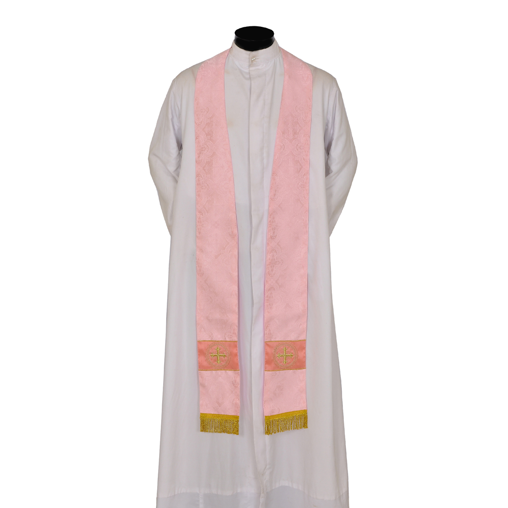 Priest Stoles Rose - Priest Stole With Cross Embroidery