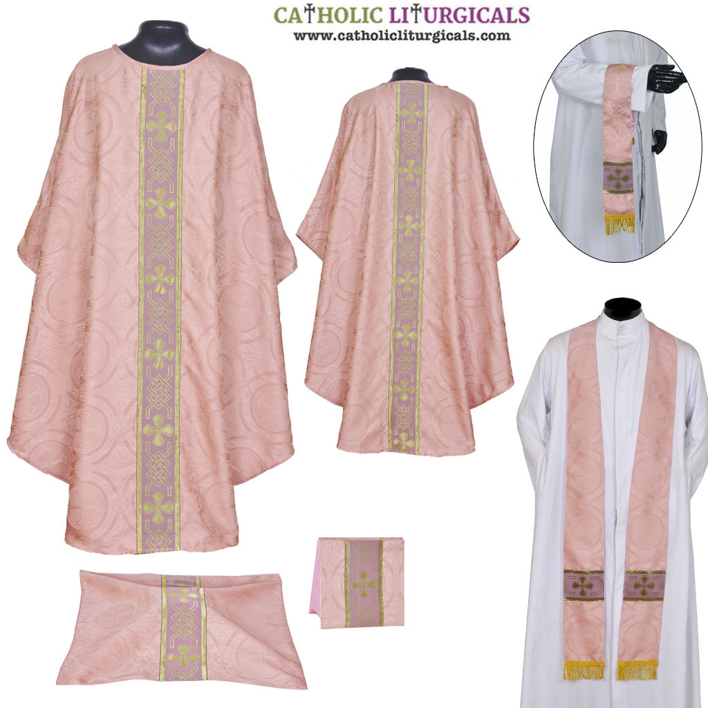 Gothic Chasubles M0A: Rose - Pink Gothic Vestment & Mass Set