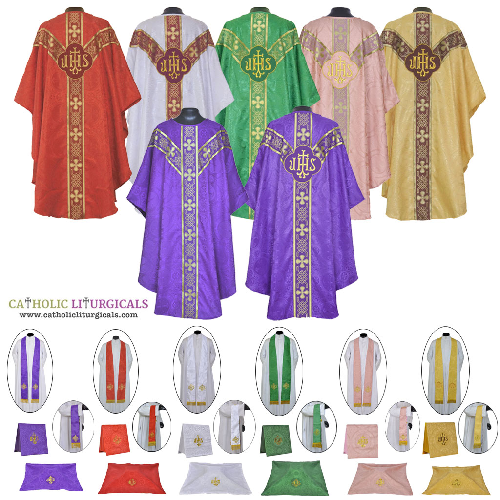 Gothic Chasubles Set of 6 - Vestment, Stole & Mass Sets - IHS