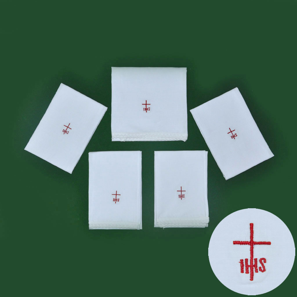 Altar Linens Set of 5 Altar Linen with Cross with IHS