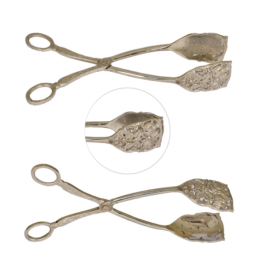 Charcoal Tongs Brass Charcoal Tongs - 8 inches SilverTone