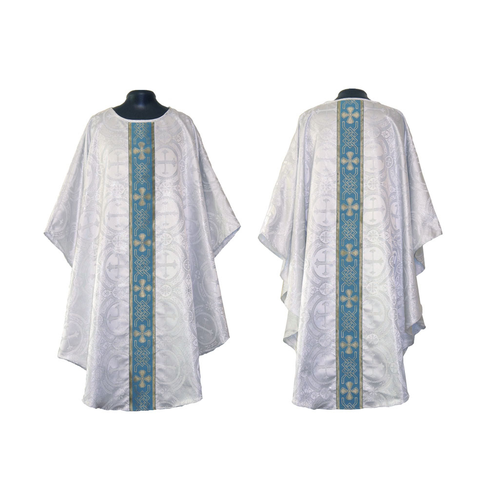  White Silver Marian Vestment & Stole Set - Unlined