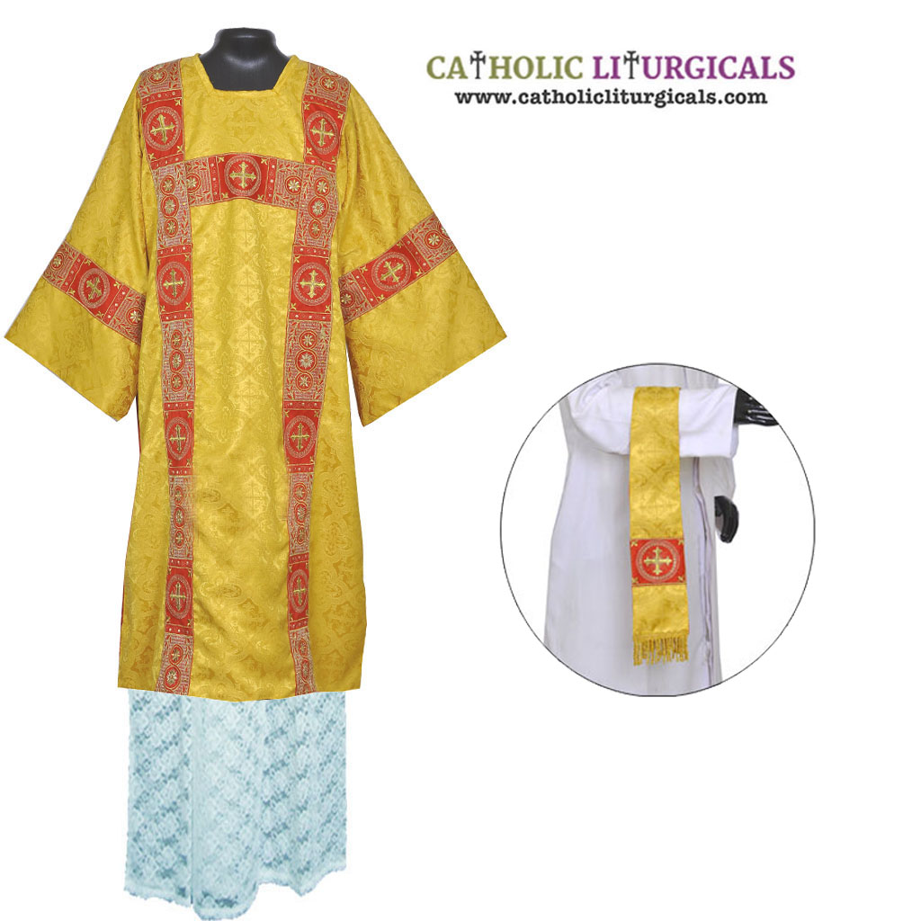 Tunicles Yellow Sub Deacon Tunicle Vestment & Maniple Set