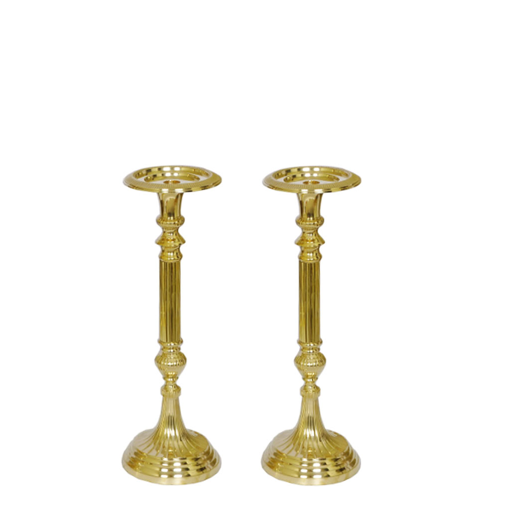 Candle Stands Set of 2 Sanctuary Candle Stands - Brass 18 inches