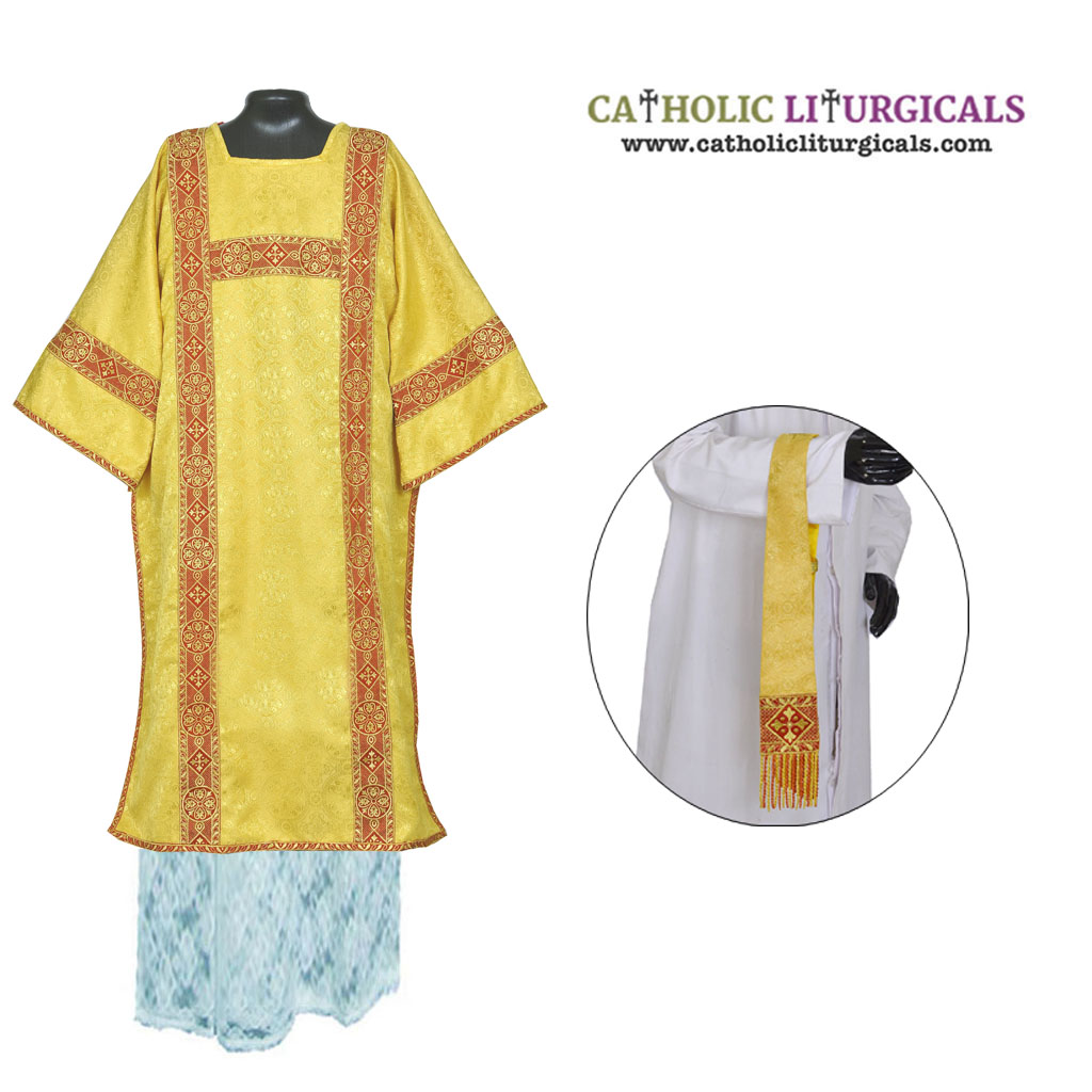 Tunicles Yellow Sub Deacon Tunicle Vestment & Maniple Set