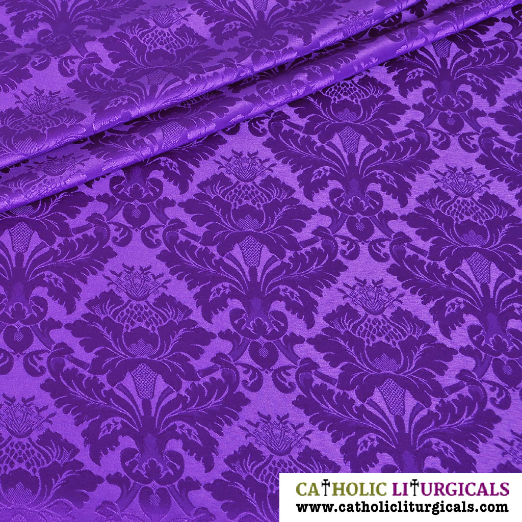Purple - Violet Damask Fabric - Purple (Violet) Church Damask Fabric