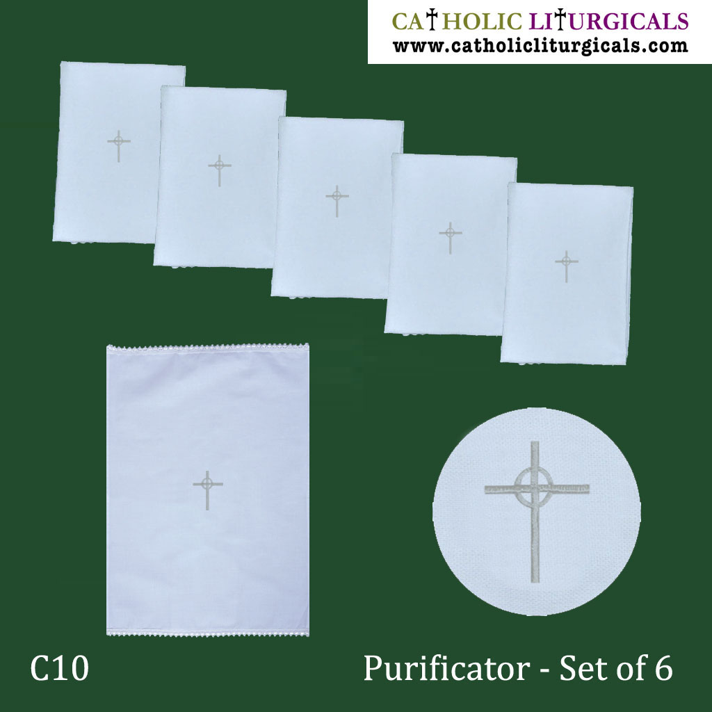 Altar Linens Set of 6 Cross Design Purificator