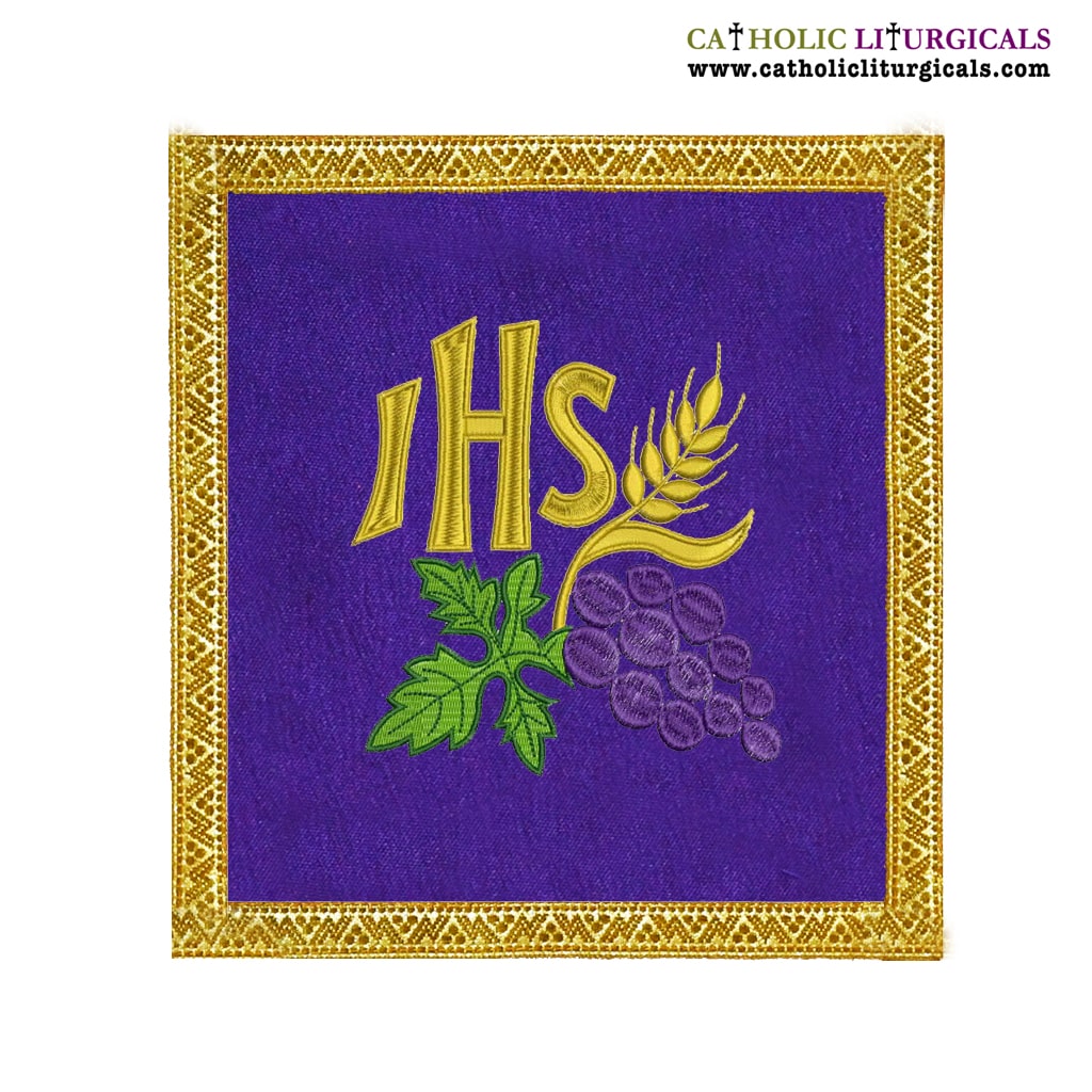 Lenten Offers Purple Pall IHS Wheat & Grapes design - M06