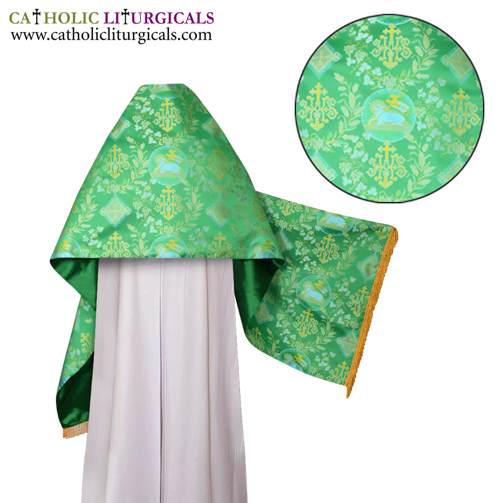 Humeral Veil Green Humeral Veil with Agnus Dei & IHS Design