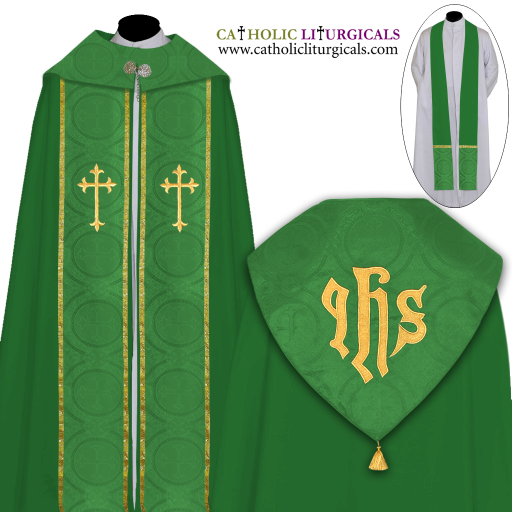 Cope Vestment Green Cope & Stole Set - Light Weight