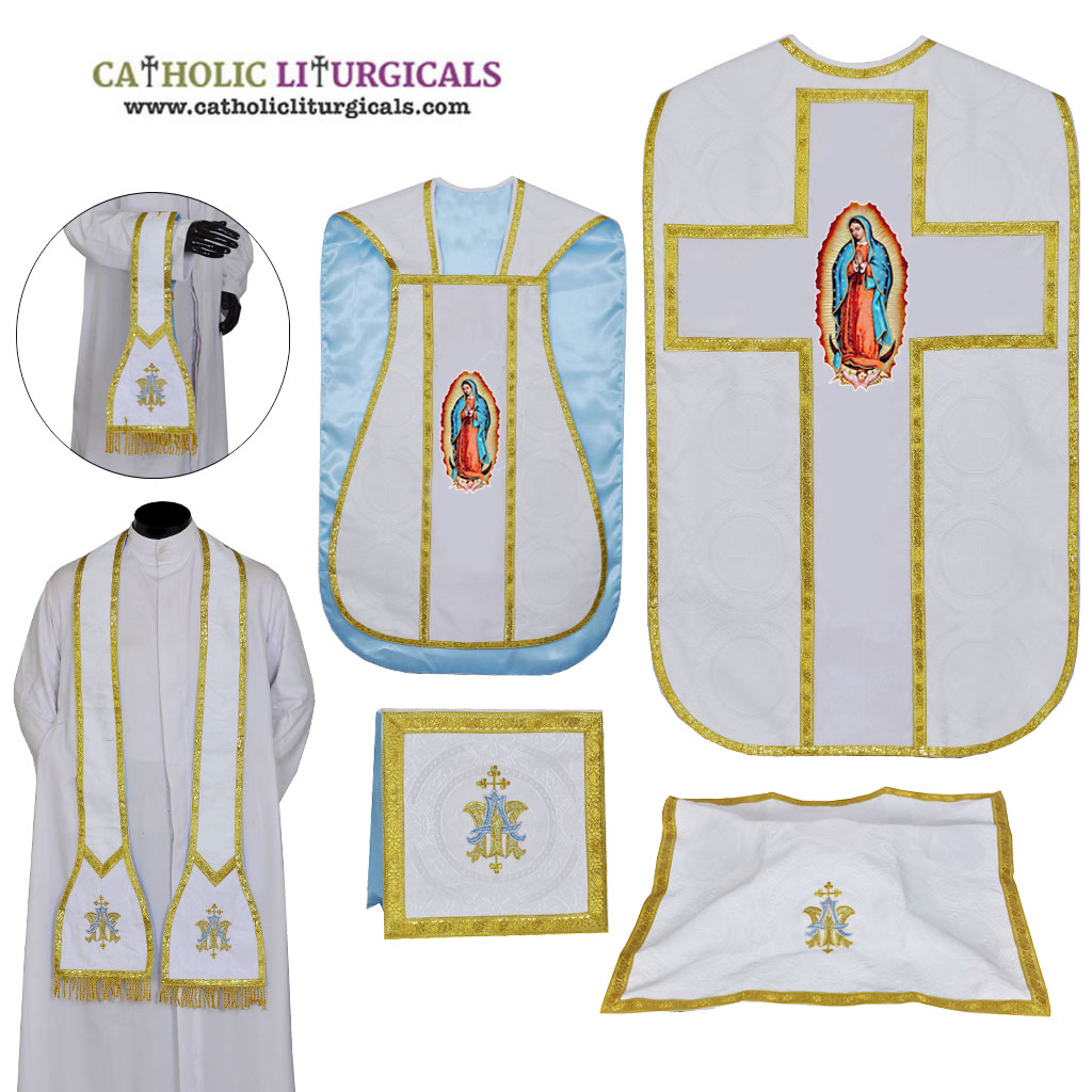 Fiddleback Chasubles White Chasuble & Low Mass Set