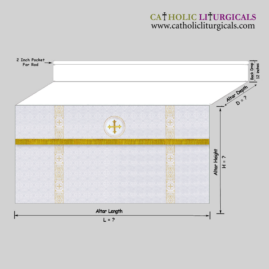 Altar Frontals White Altar Frontal & Parament with Mensa Top 