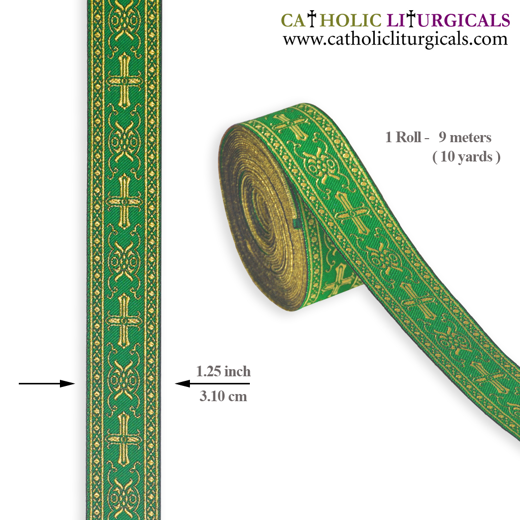 Vestment Orphreys 1.25 inch Green Orphrey Lace Band