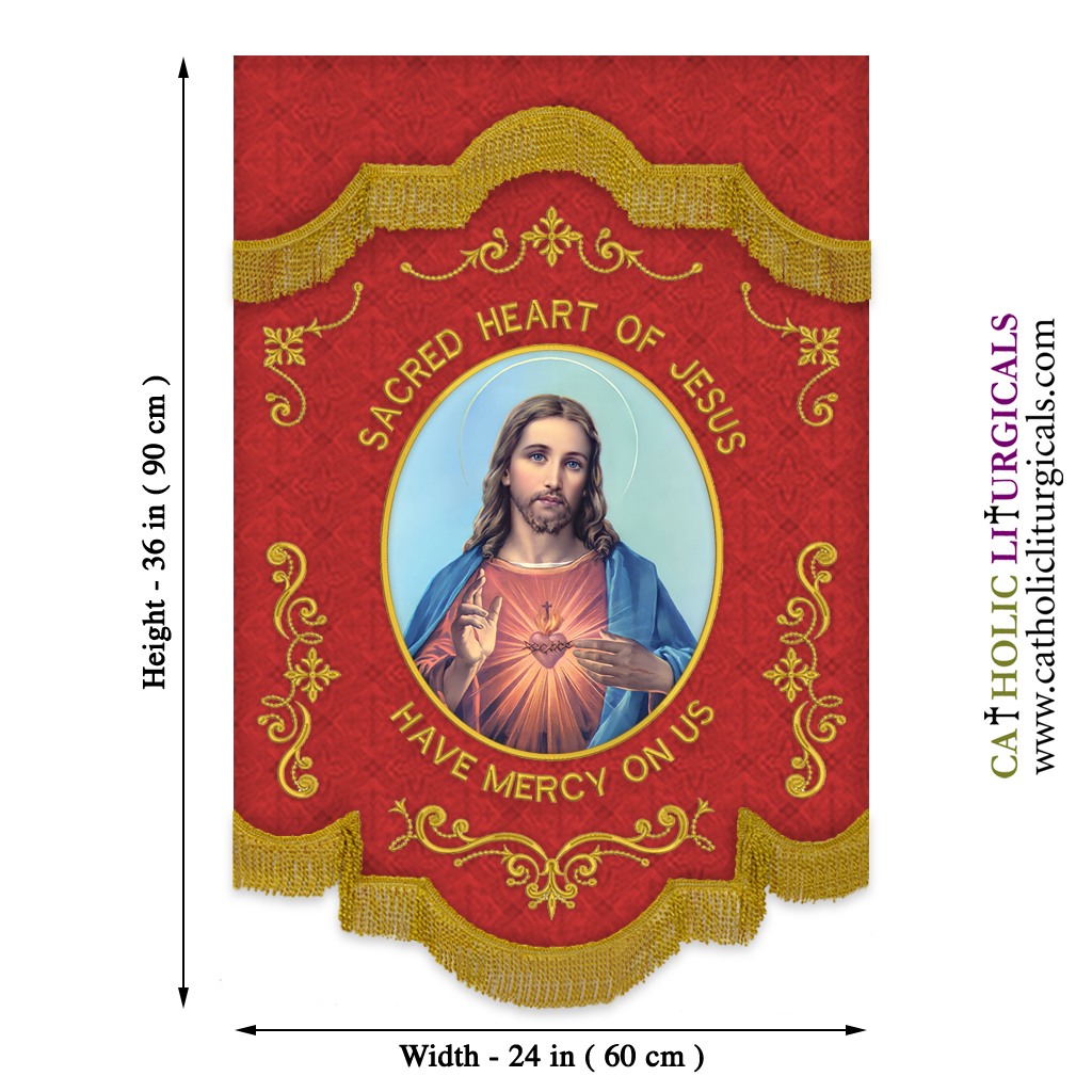Sacred Heart Of Jesus Banner 24 X 36 Inches Embroidered Banner Of