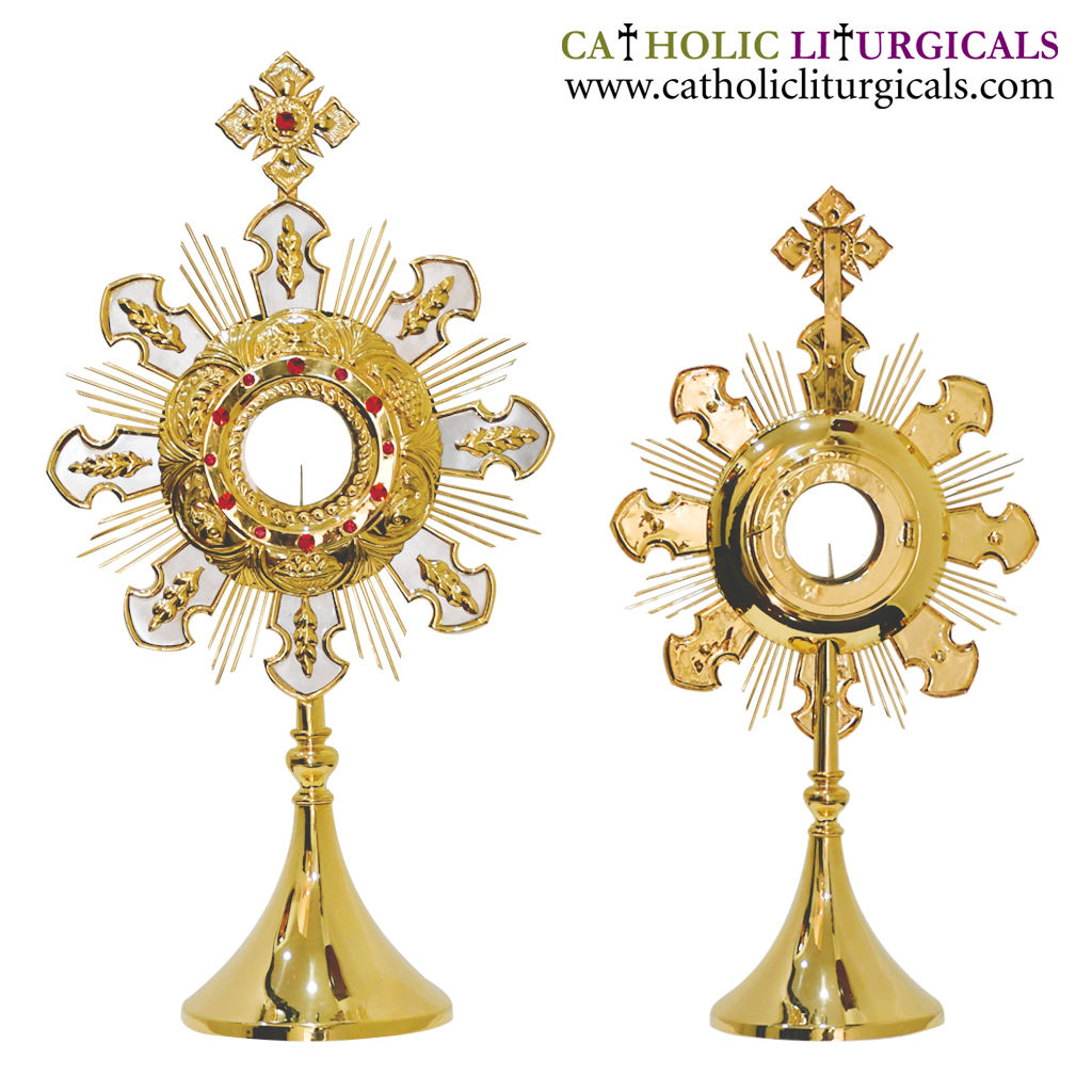Monstrance 22 inch Gold Plated Monstrance with 3 inch Luna