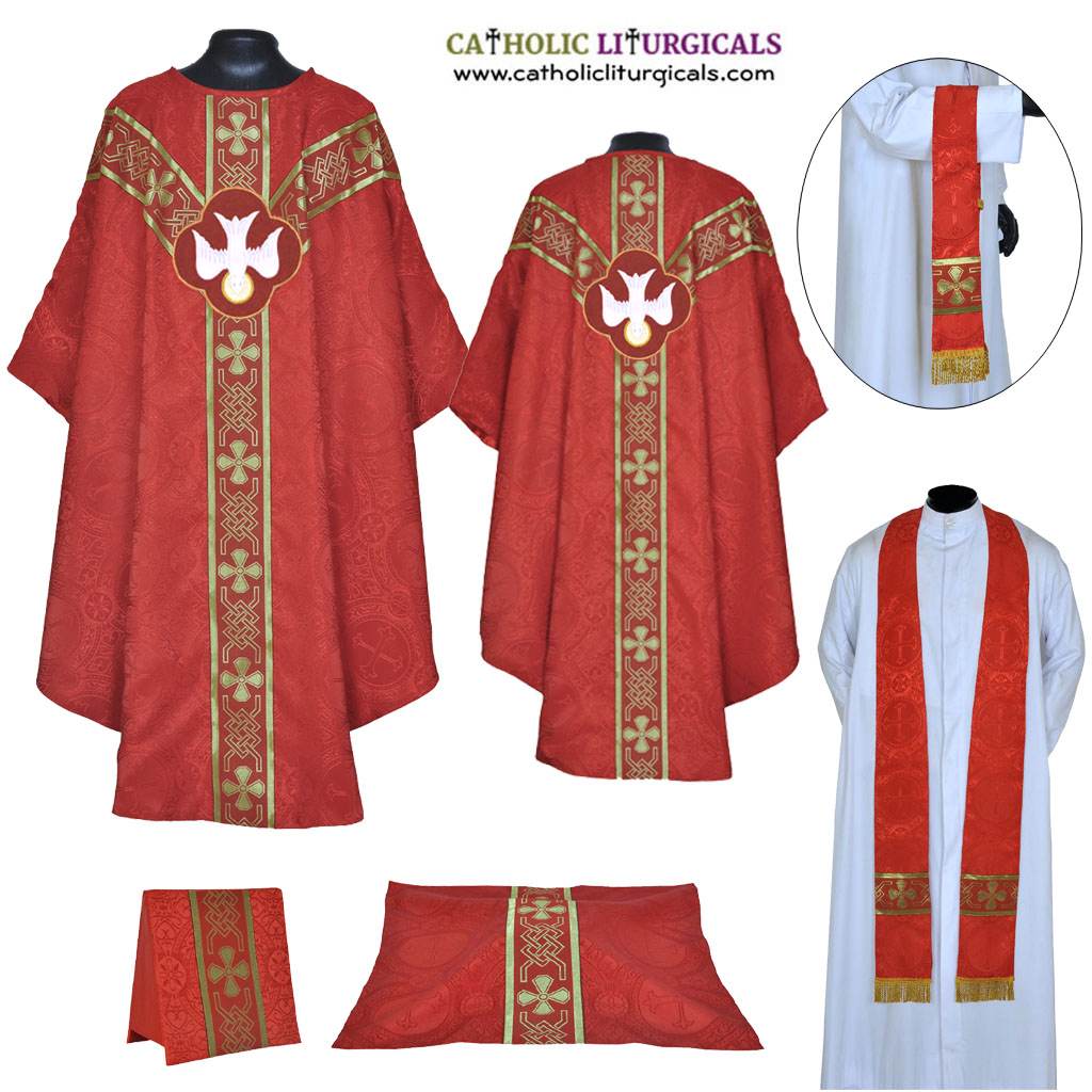 Gothic Chasubles Red Gothic Vestment & Mass Set Holy Spirit